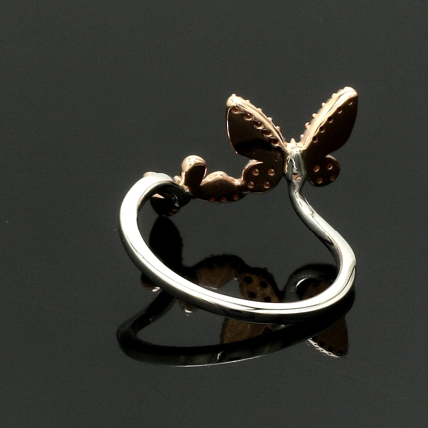 Jewelove™ Rings Evara Platinum Rose Gold Diamond Butterfly Ring for Women JL PT 1410