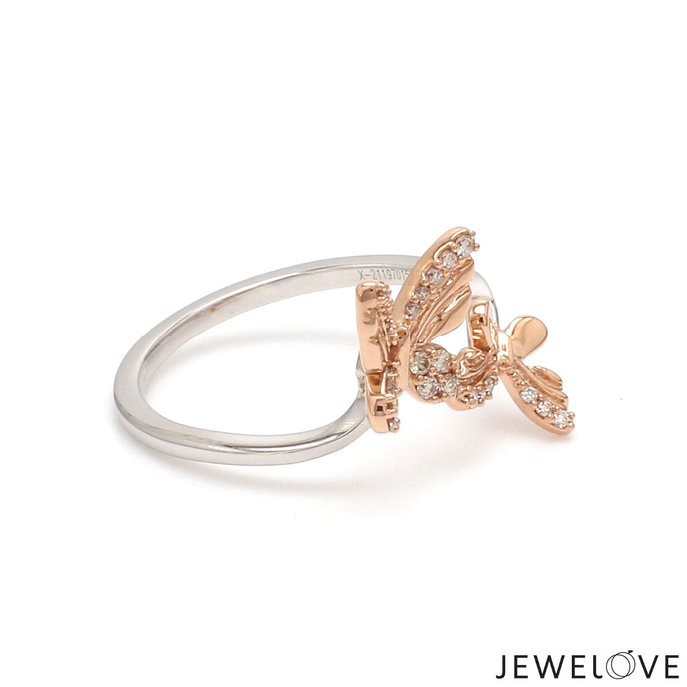 Jewelove™ Rings Evara Platinum Rose Gold Diamond Butterfly Ring for Women JL PT 1410