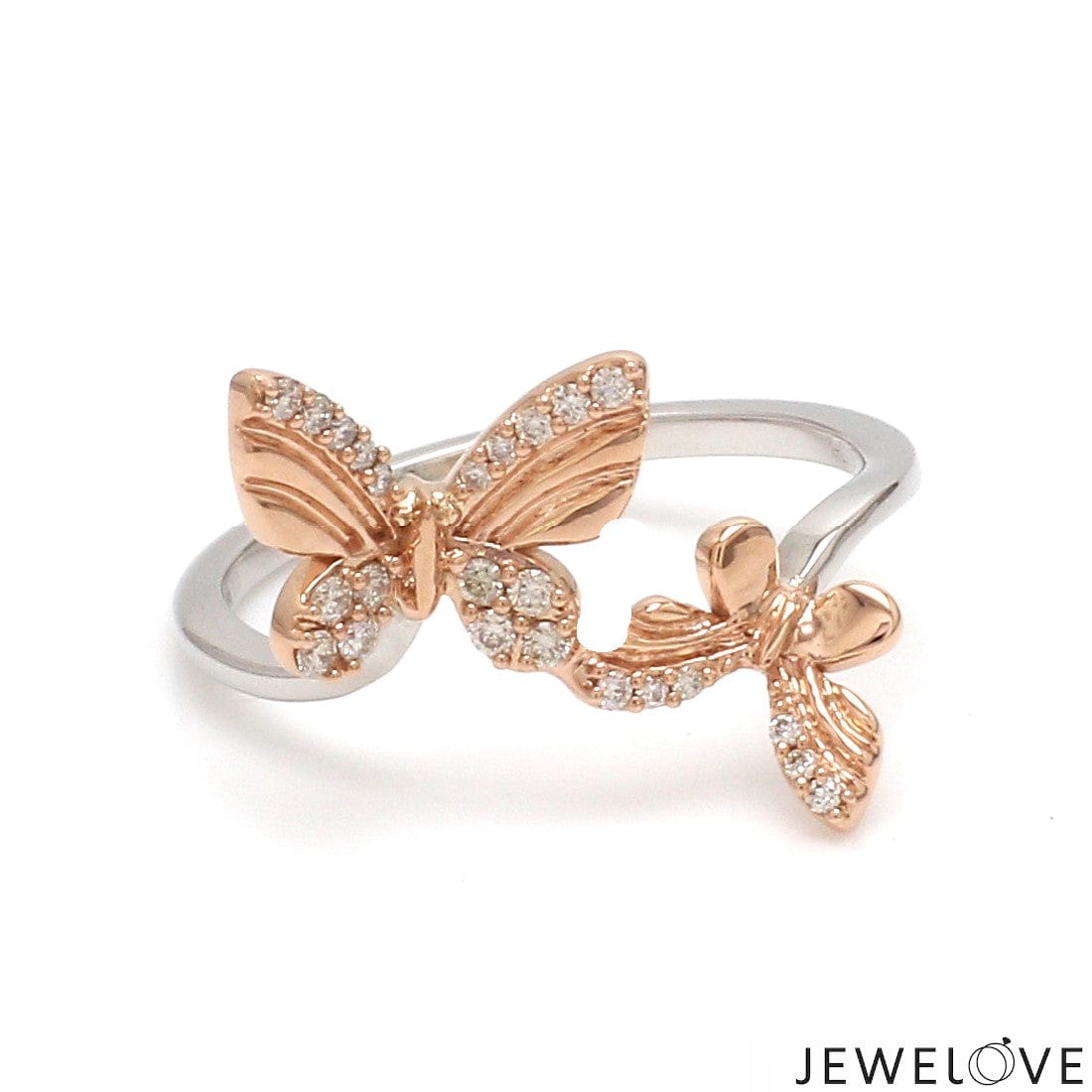 Jewelove™ Rings Evara Platinum Rose Gold Diamond Butterfly Ring for Women JL PT 1410