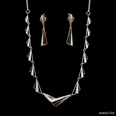 Evara Platinum Rose Gold Diamond Necklace Set for Women JL PT NE 342