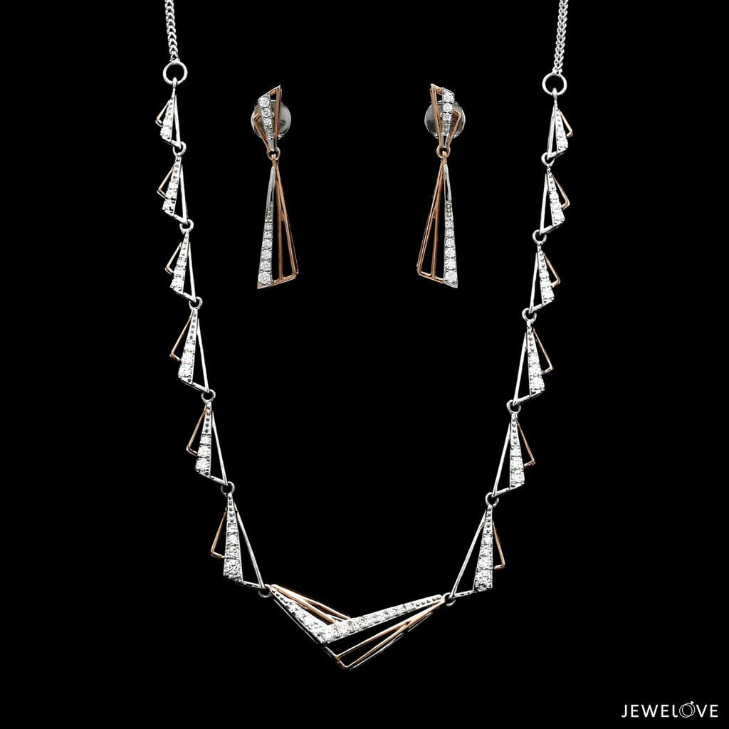 Jewelove™ Necklaces & Pendants Necklace Set / SI IJ Evara Platinum Rose Gold Diamond Necklace Set for Women JL PT NE 342