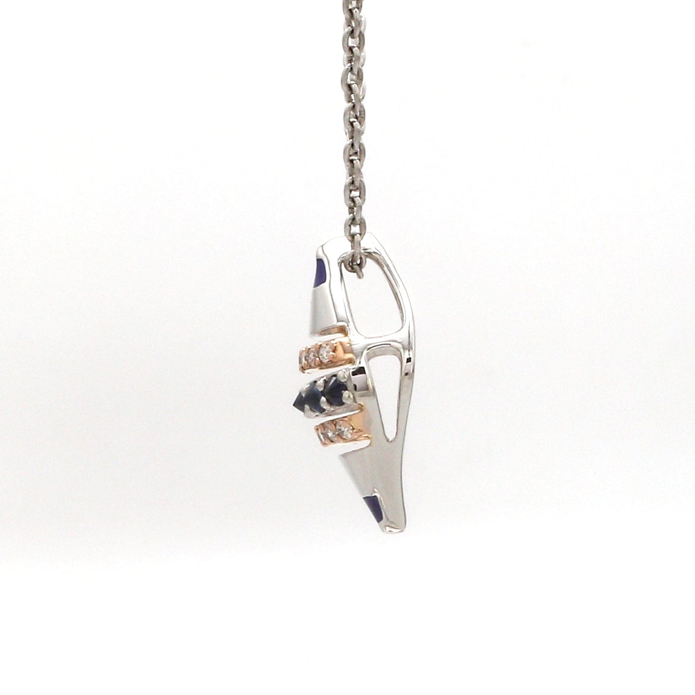 Jewelove™ Pendants Evara Platinum Rose Gold Diamond with Blue Sapphire Pendant for Women JL PT P 366