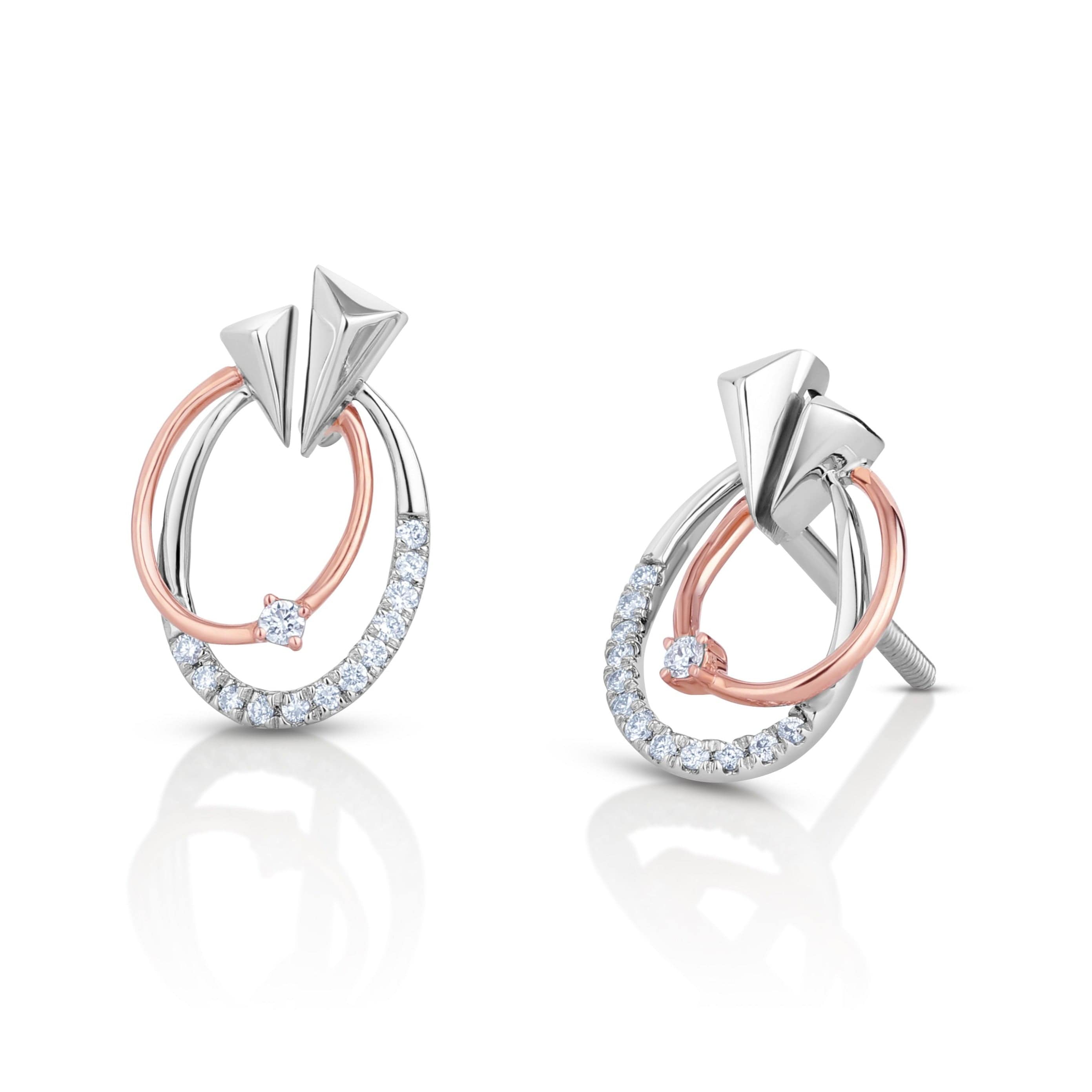 Princess Diamond Stud Earrings 18K Rose Gold - Simene | Angelic Diamonds