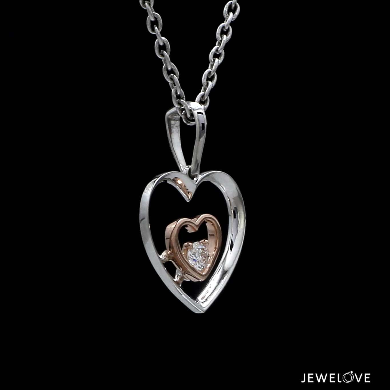 Jewelove™ Pendants Evara Platinum & Rose Gold Heart Single Diamond Pendant JL PT P 325