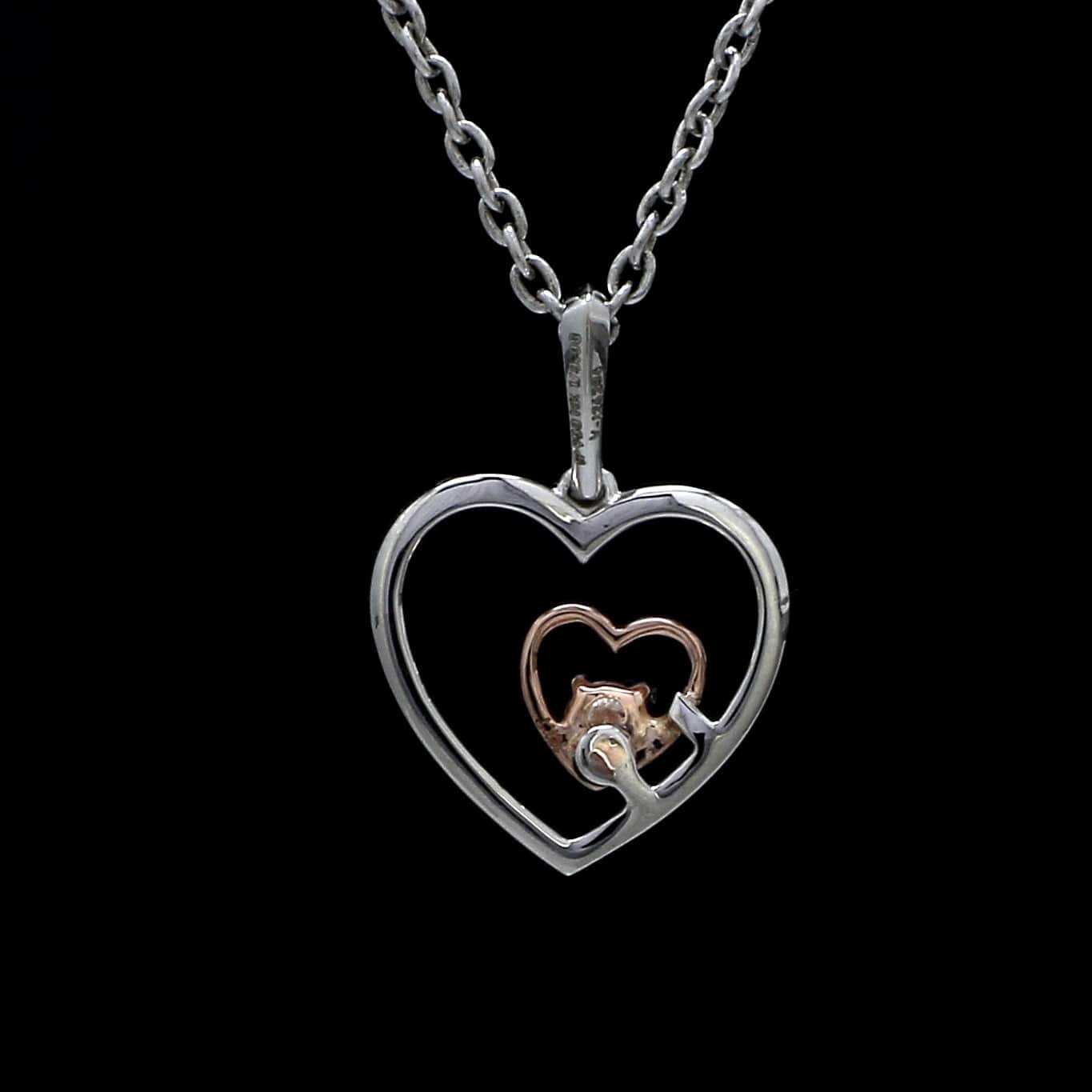 Jewelove™ Pendants Evara Platinum & Rose Gold Heart Single Diamond Pendant JL PT P 325