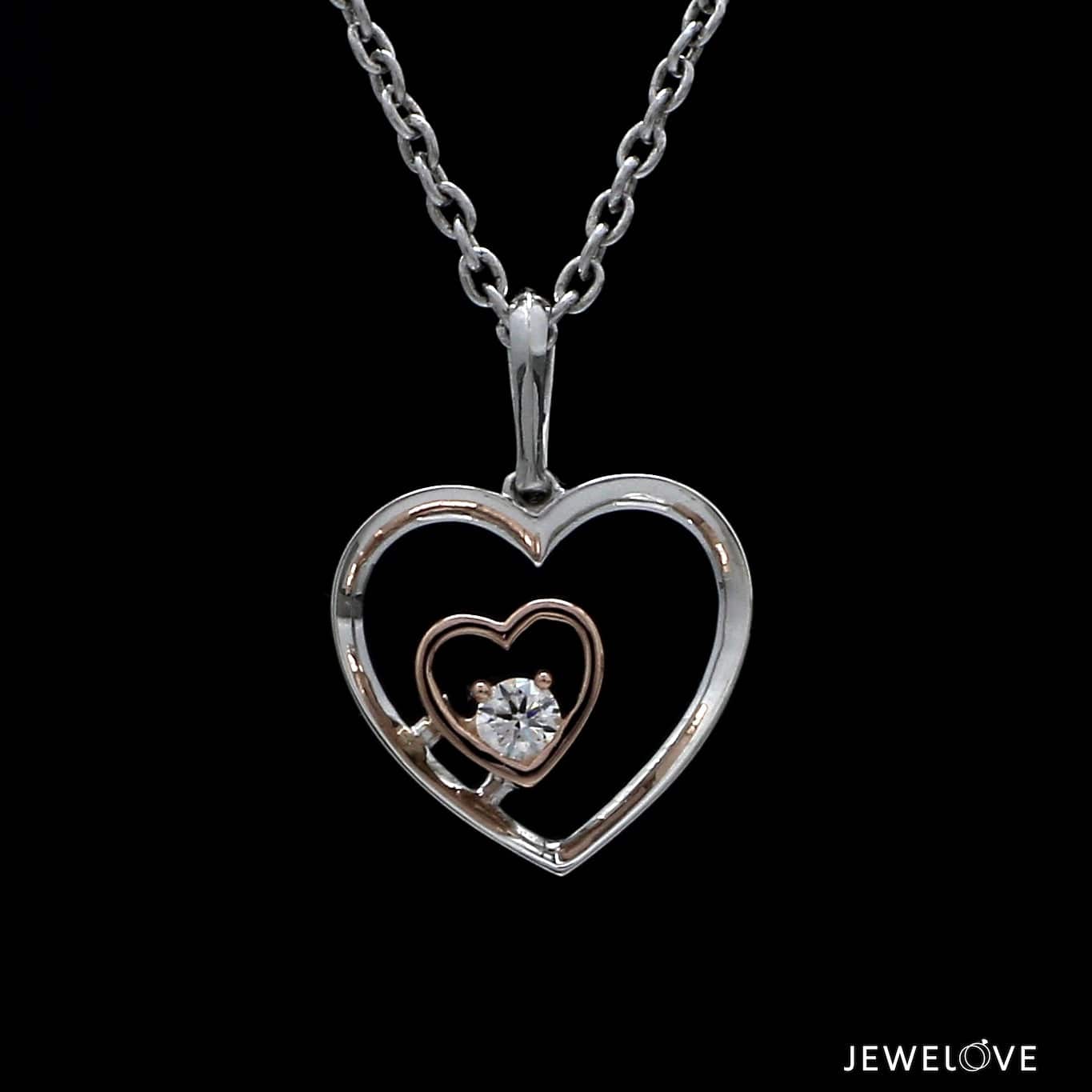 Jewelove™ Pendants Evara Platinum & Rose Gold Heart Single Diamond Pendant JL PT P 325