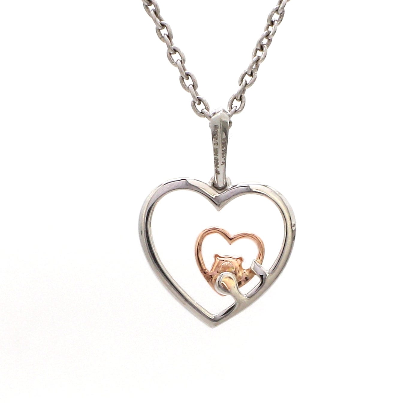 Jewelove™ Pendants Evara Platinum & Rose Gold Heart Single Diamond Pendant JL PT P 325