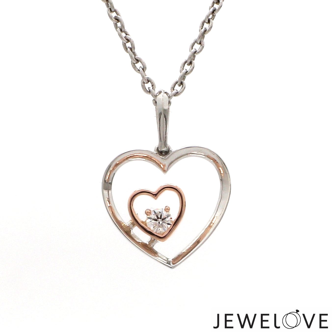 Jewelove™ Pendants Evara Platinum & Rose Gold Heart Single Diamond Pendant JL PT P 325