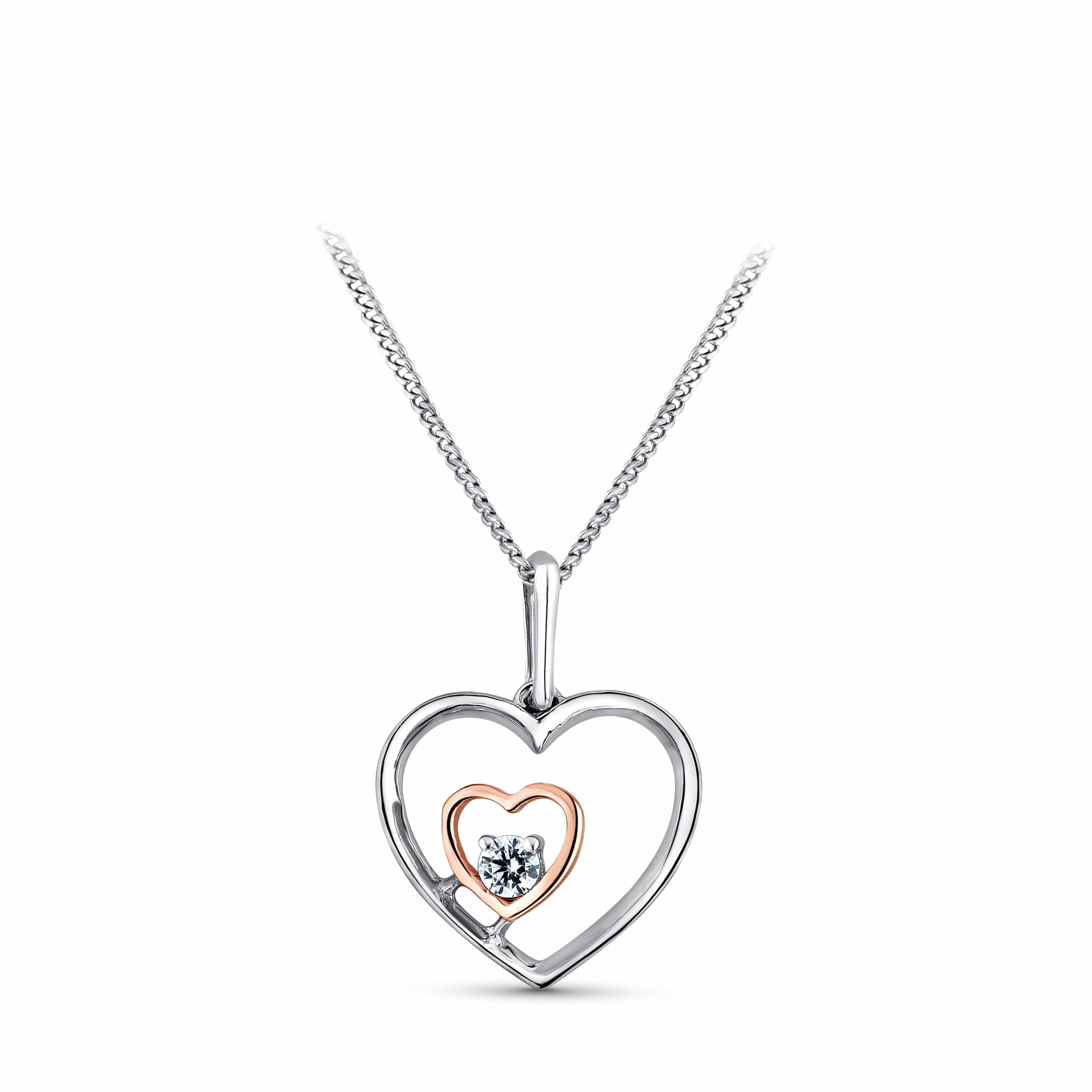 14K Solid White Gold Diamond Heart Necklace, Diamond Necklace in 14K Gold ,  Heart Pendant, Diamond Layering Necklace, Valentines day Gift