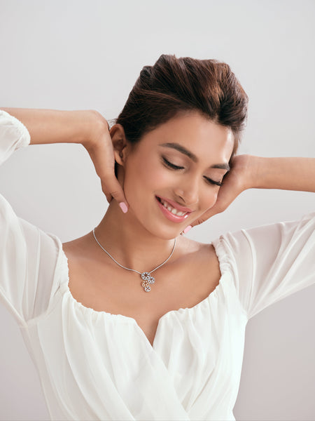 Jewelove™ Necklaces & Pendants Evara Platinum Rose Gold Necklace with Diamonds for Women JL PT N 185