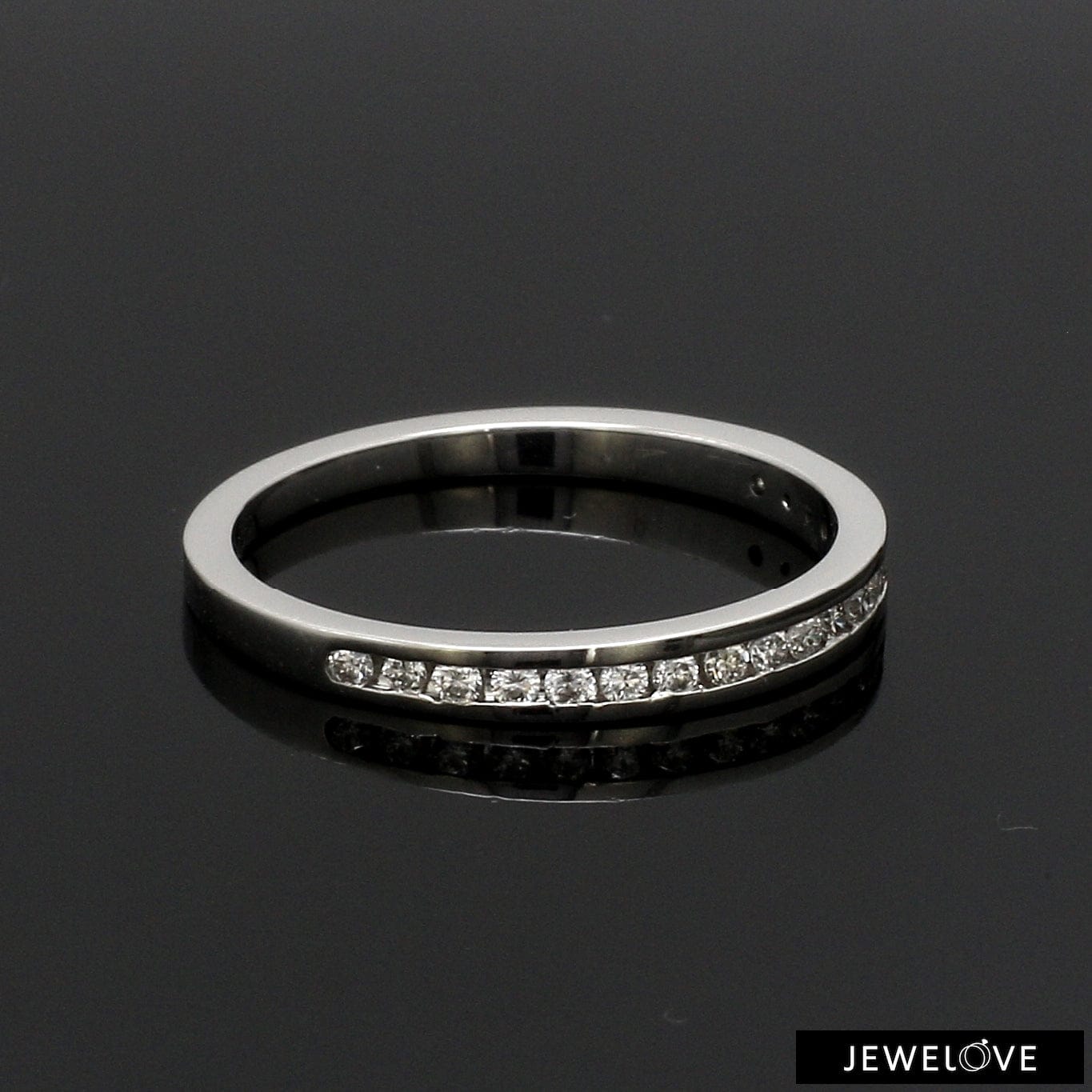 Jewelove™ Rings Half Eternity Platinum Wedding Band with Diamonds set in Channel Setting SJ PTO 244-A