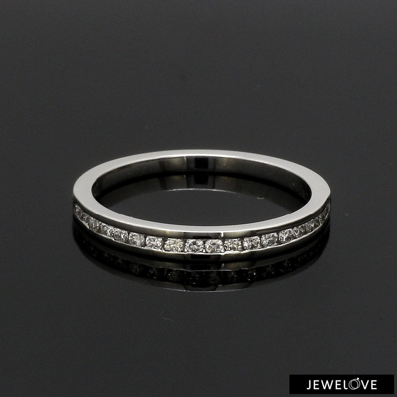 Jewelove™ Rings Half Eternity Platinum Wedding Band with Diamonds set in Channel Setting SJ PTO 244-A
