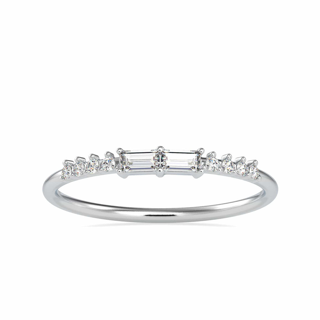 Jewelove™ Rings Women's Band only / VS GH Half Eternity Ring with Baguette Diamond Platinum Engagement Ring JL PT 0616