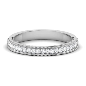 Half Eternity Ring with Diamonds and Milgrain Finish in Platinum JL PT 543