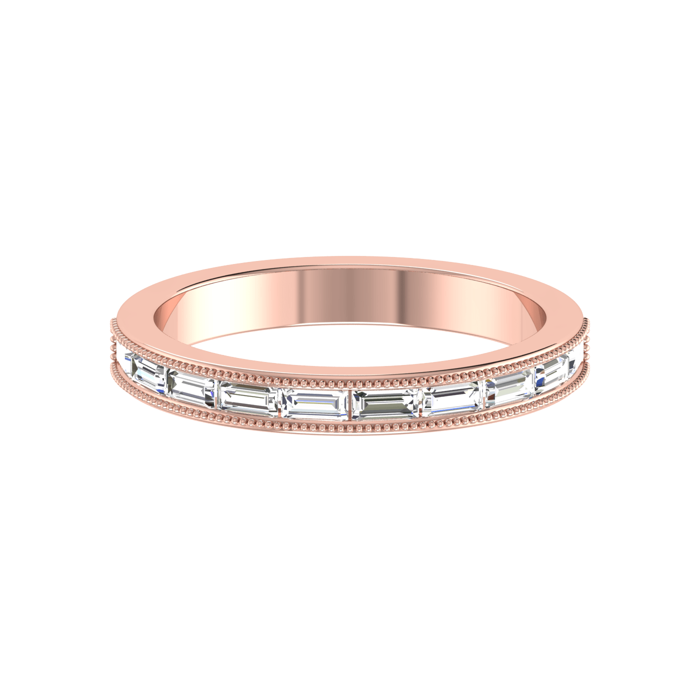 Jewelove™ Rings Women's Band only / VS GH Half Eternity Rose Gold Baguette Diamond Ring JL AU RD RN 6852R