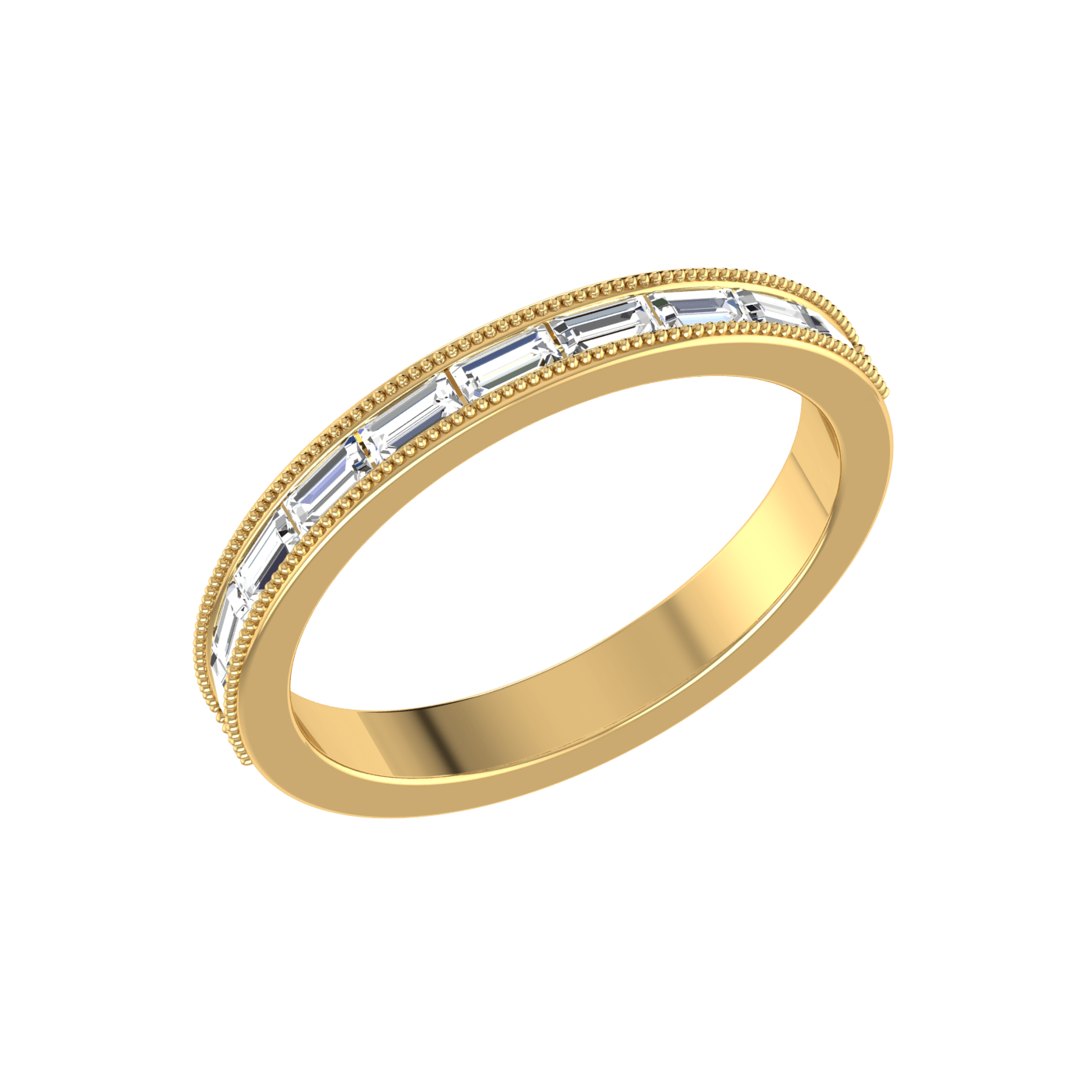 Half Eternity Yellow Gold Baguette Diamond Ring JL AU RD RN 6852Y