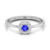 Jewelove™ Rings Halo Blue Sapphire Platinum Diamond Engagement Ring JL PT LR 7001