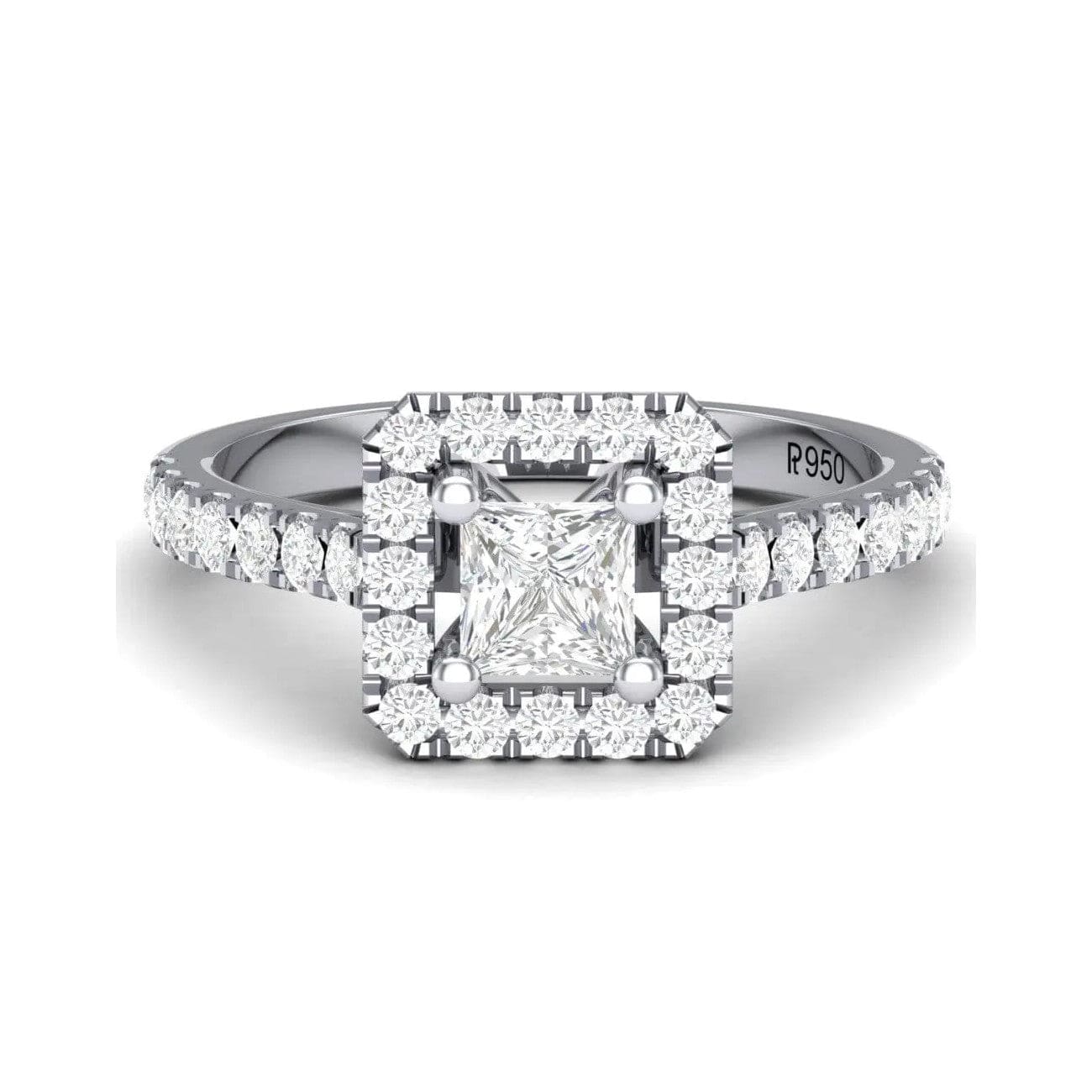 Halo Platinum Setting for Princess Cut Diamond Engagement Ring for Women JL PT 470-M