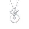 Front View of Platinum of Rose Round & Heart Pendant with Diamonds JL PT P 8074