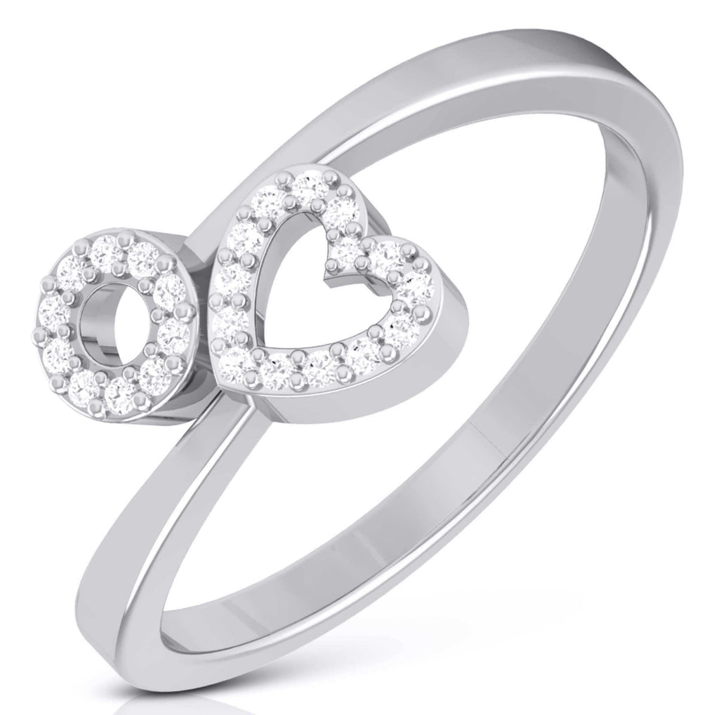 Jewelove™ Rings SI IJ / Women's Band only Heart and Circle with Diamond in Platinum for Women JL PT LR 146