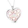Front Side View of Platinum of Rose Heart Pendant with Diamonds JL PT P 8105
