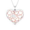 Front View of Platinum of Rose Heart Pendant with Diamonds JL PT P 8105