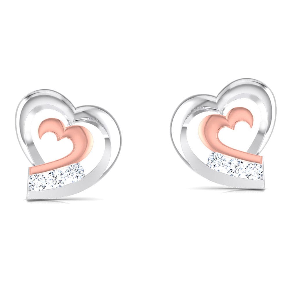 Perspective View of Platinum of Rose Heart  Earring with Diamonds JL PT E 8169