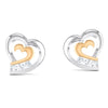 Jewelove™ Earrings SI IJ / Yellow Gold Heart Platinum Earrings with Rose Gold & Diamonds JL PT E 8169