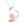 Front Side View of Platinum of Rose Heart Pendant with Diamonds JL PT P 8110