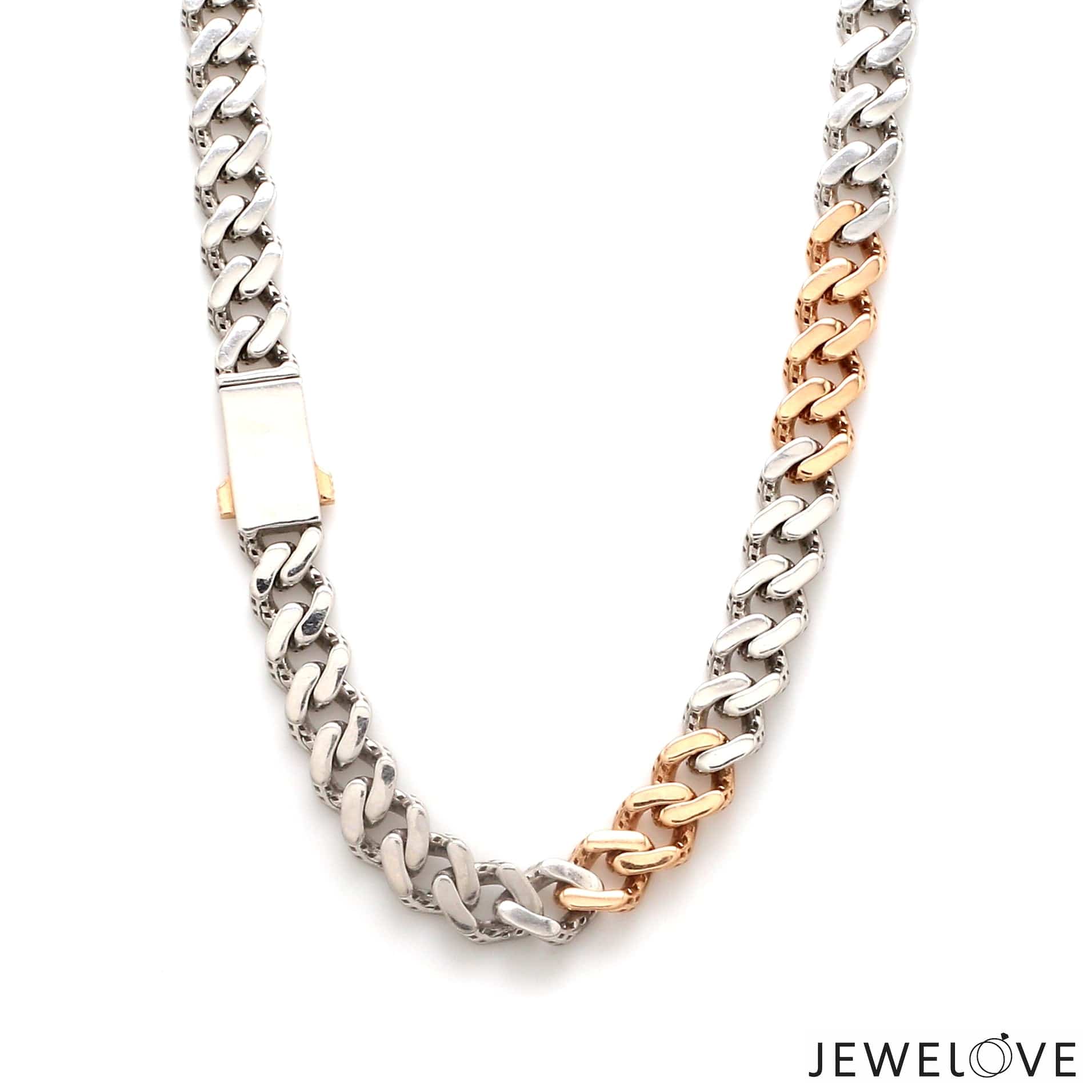 Heavy Platinum Rose Gold Cuban Link Chain for Men JL PT CH