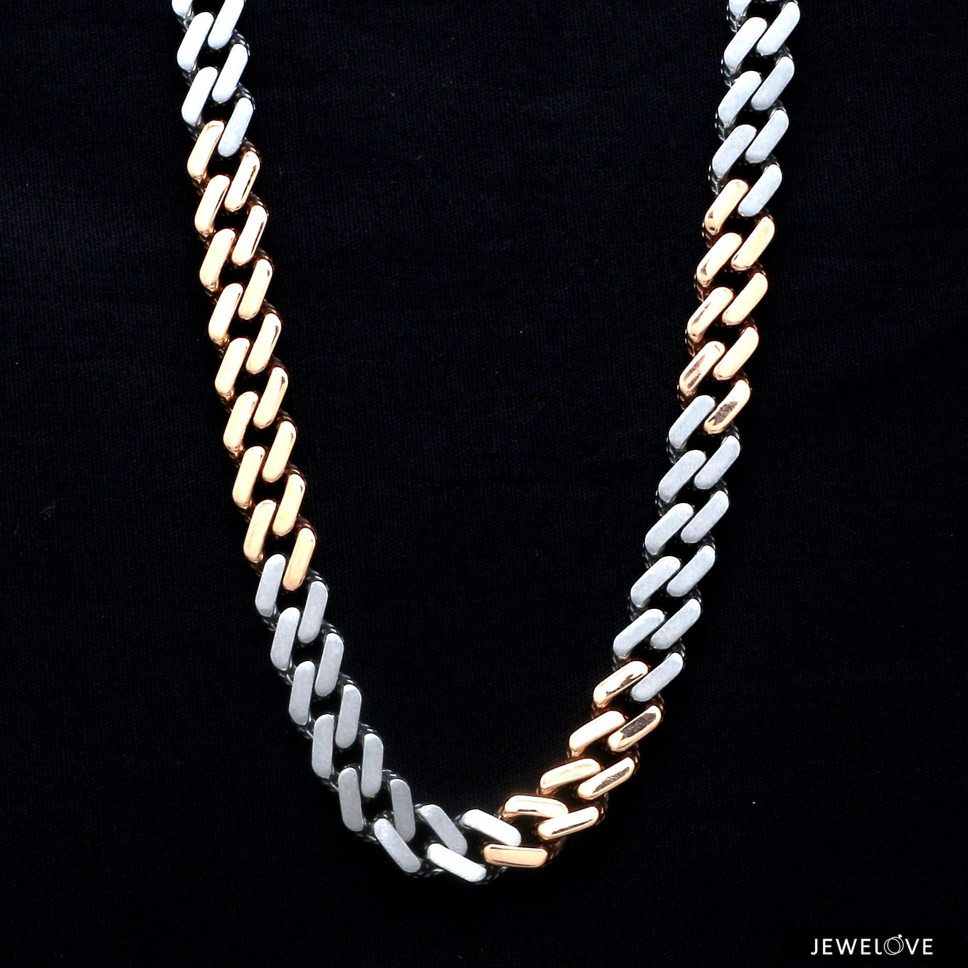 Heavy Platinum Rose Gold Cuban Link Chain for Men JL PT CH