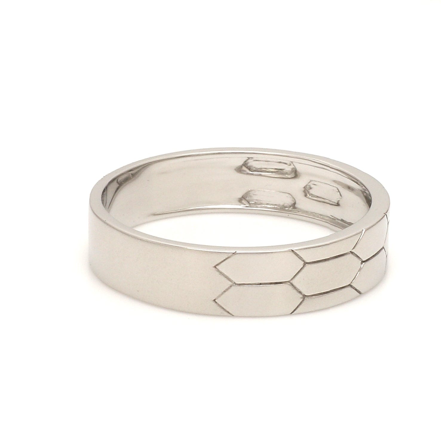 Jewelove™ Rings Hexagonal Textured Platinum Love Bands JL PT 422