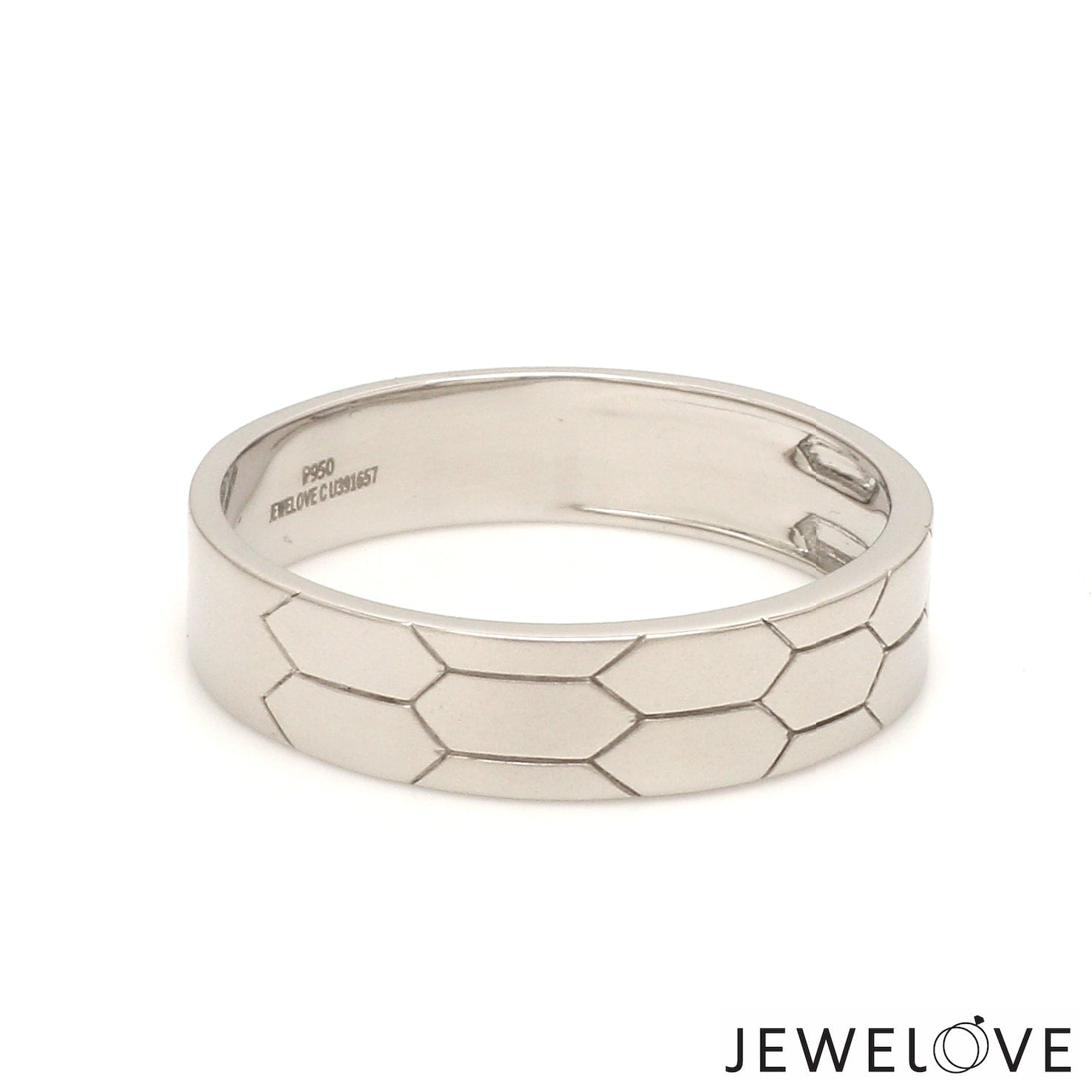 Jewelove™ Rings Hexagonal Textured Platinum Love Bands JL PT 422