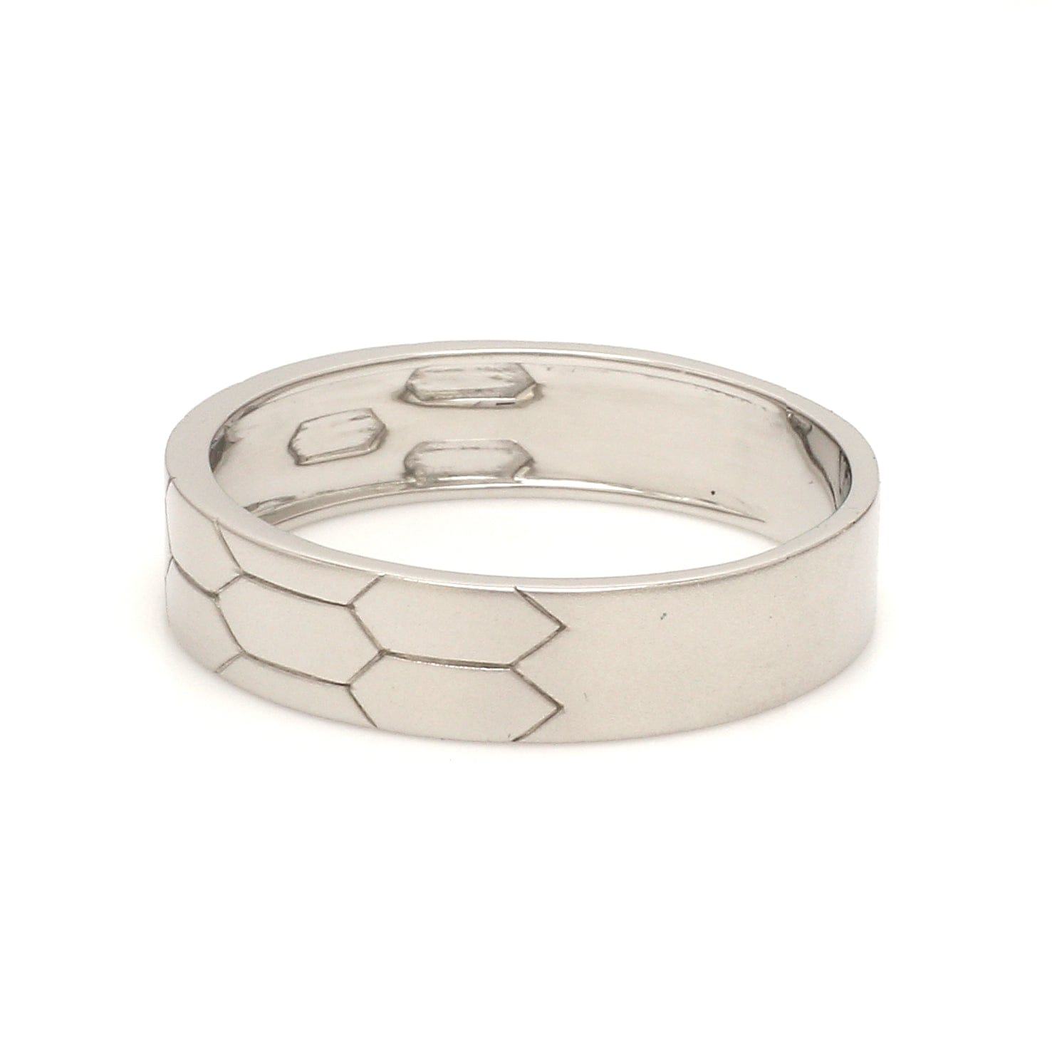 Jewelove™ Rings Hexagonal Textured Platinum Love Bands JL PT 422