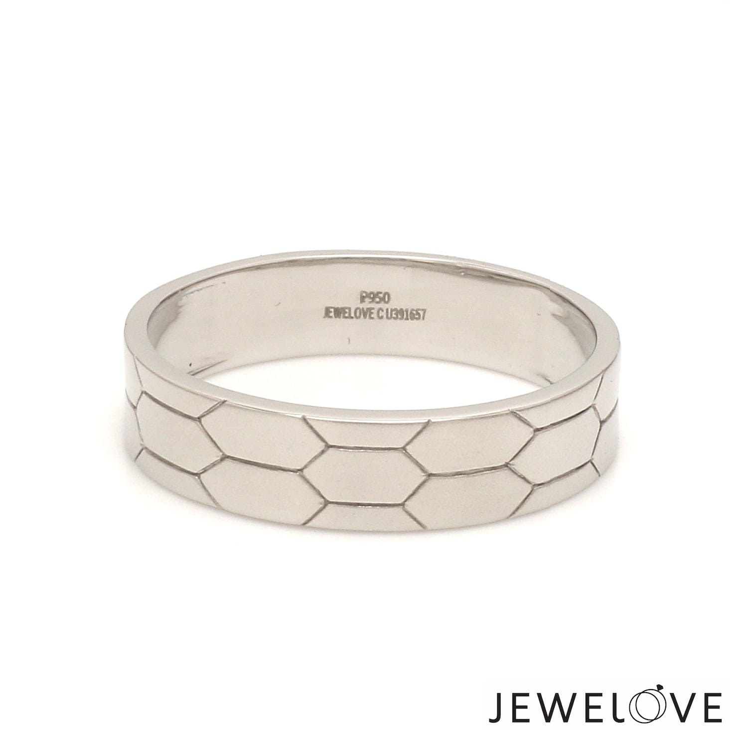 Jewelove™ Rings Hexagonal Textured Platinum Love Bands JL PT 422