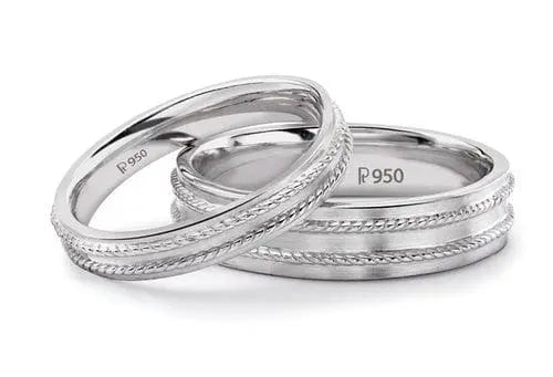 Jewelove™ Rings Both Hi-polish Rope style Platinum Love Bands SJ PTO 114