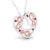 Front Side View of Platinum of Rose Heart Pendant with Diamonds JL PT P 8197