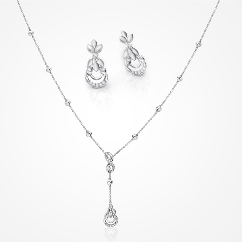 Infinity Platinum Evara Diamond Necklace & Earrings with Diamond Studded Chain for Women JL PTN 174