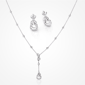 Infinity Platinum Evara Diamond Necklace Earrings with Diamond Studd Jewelove