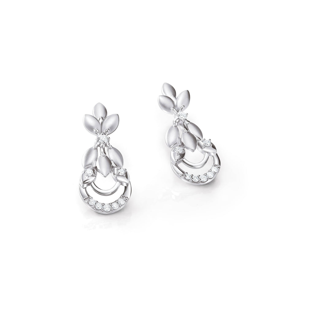 Jewelove™ Pendants & Earrings Earrings only Infinity Platinum Evara Diamond Necklace & Earrings with Diamond Studded Chain for Women JL PTN 174