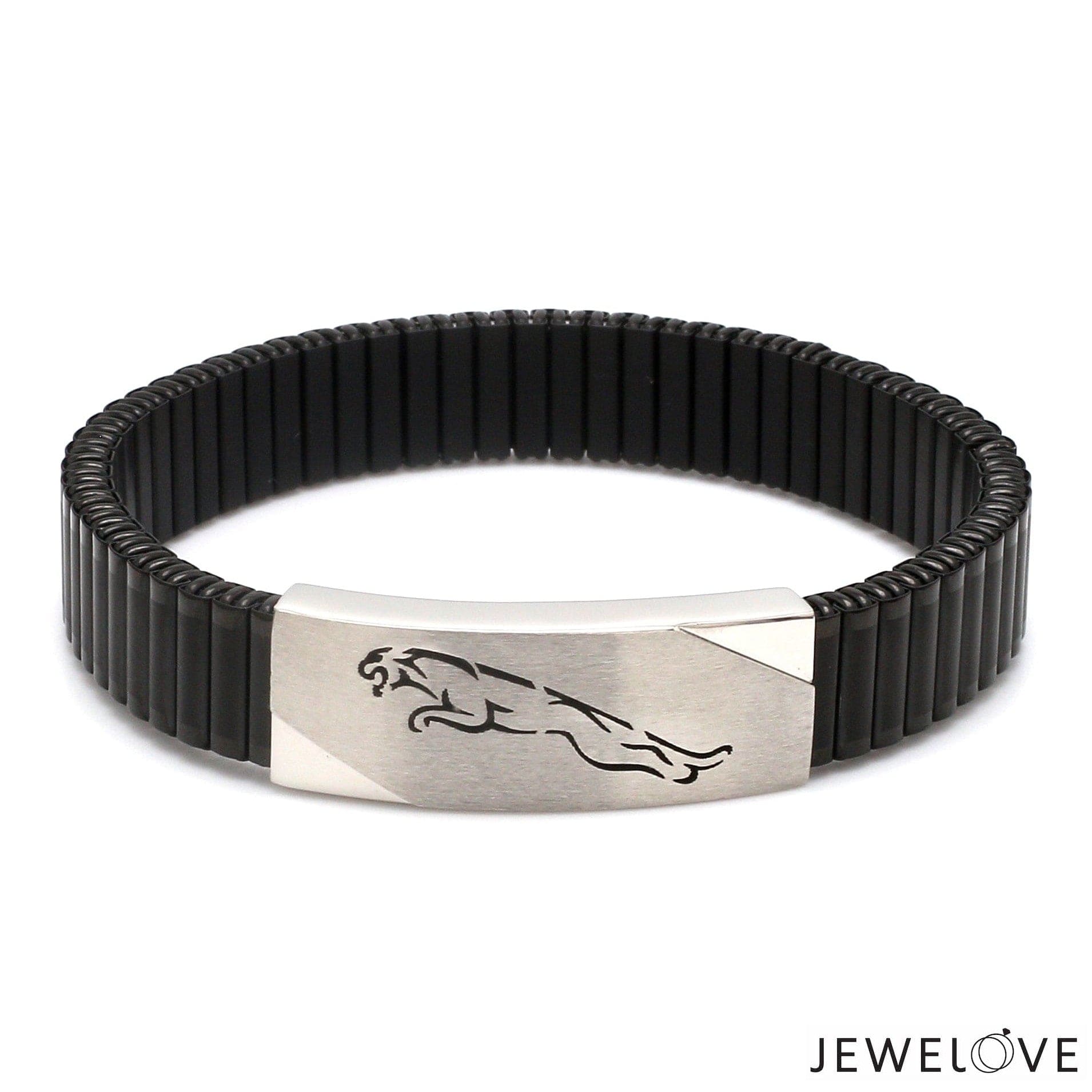 Jaguar Platinum Black Band Bracelet for Men Flexible JL PTB 1208