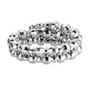 Jewelove™ Rings Women's Band only Japanese 2 Row Flexible Size Platinum Ring with Diamond Cut Balls JL PT 1020