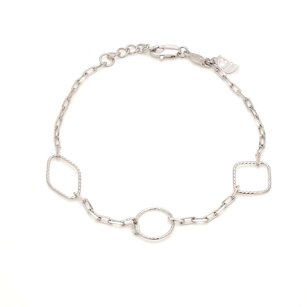 Jewelove™ Bangles & Bracelets Bracelet Japanese 3 Shape Links Platinum Bracelet for Women JL PTB 1157