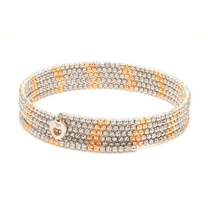 Jewelove™ Bangles & Bracelets Single Japanese 5-row Platinum & Rose Gold Bracelet for Women with Diamond Cut Balls JL PTB 1222