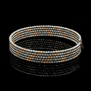 Jewelove™ Bangles & Bracelets Single Japanese 5-row Platinum & Rose Gold Bracelet for Women with Diamond Cut Balls JL PTB 1222