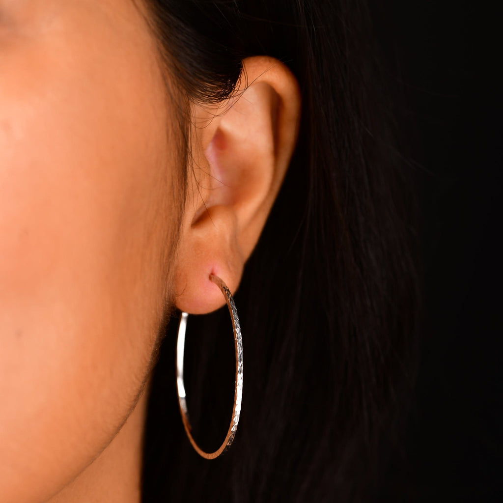 Jewelove™ Earrings Japanese Big Platinum Bali Hoops for Women JL PT E 180