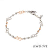 Jewelove™ Bangles & Bracelets Bracelet Japanese Double Heart Platinum Rose Gold Bracelet with Diamond Cut Balls JL PTB 1213