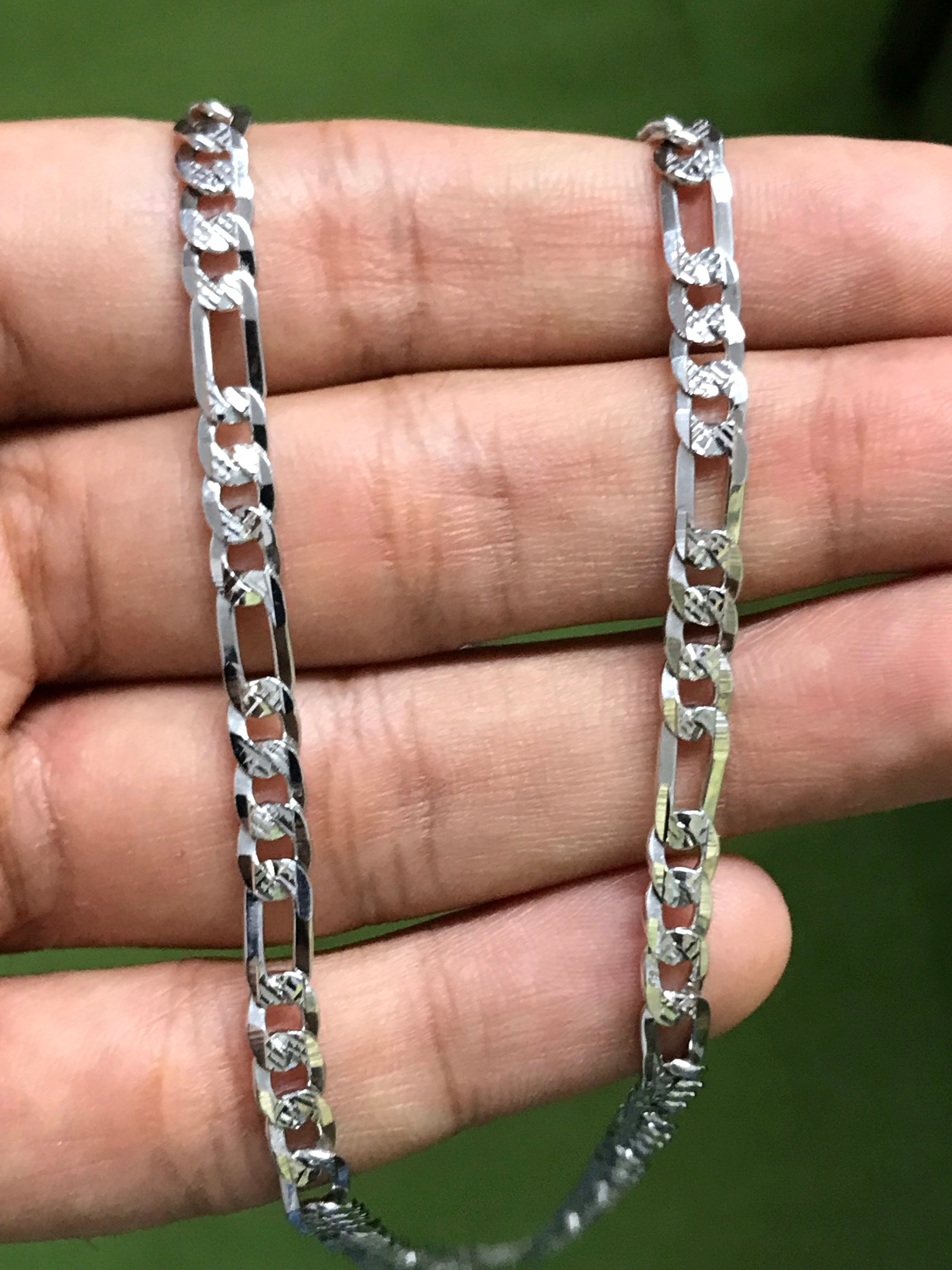 925 sterling Silver Plated 6mm ITALY FIGARO chain 8" Bracelet men  female gift | eBay