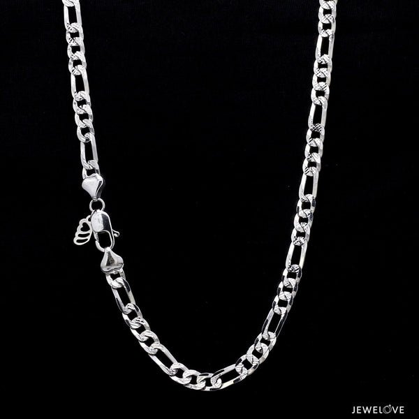 Jewelove™ Chains Japanese Figaro Platinum Sachin Chain with Diamond Cutting for Men JL PT CH 979