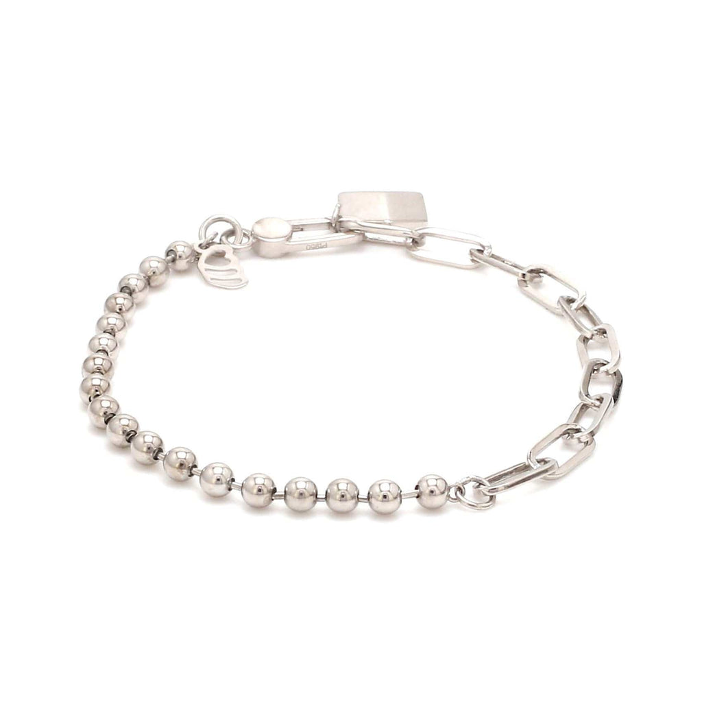 Jewelove™ Bangles & Bracelets Bracelet Japanese Links with Diamond Cut Balls Platinum Bracelet for Women JL PTB 1156